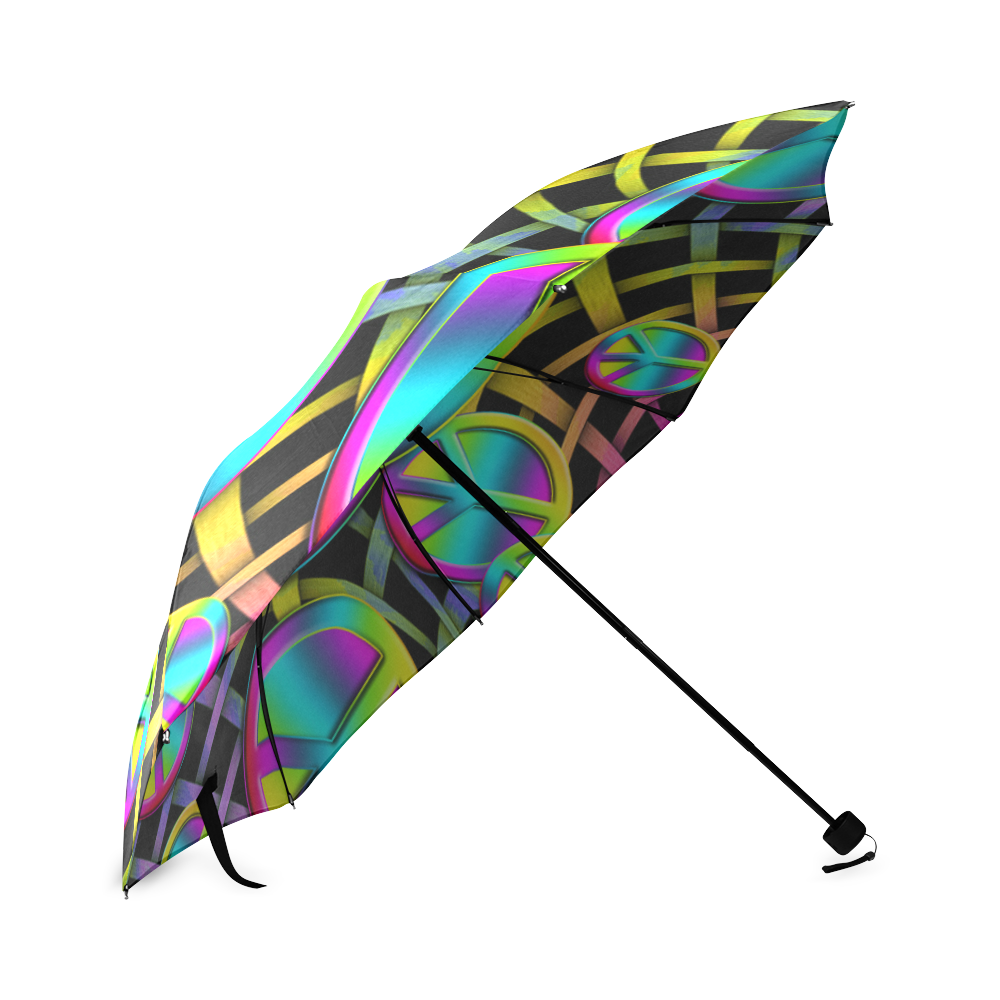 Neon Colorful PEACE pattern Foldable Umbrella (Model U01)