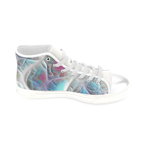 Blue & White Quilt, Abstract Delight Men’s Classic High Top Canvas Shoes (Model 017)
