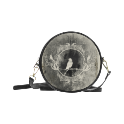 The crow with flowers, vintage design Round Sling Bag (Model 1647)