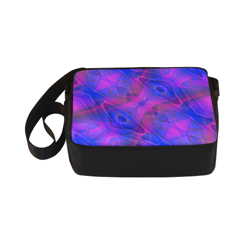 Blue and Purple Abstract Fractal Classic Cross-body Nylon Bags (Model 1632)