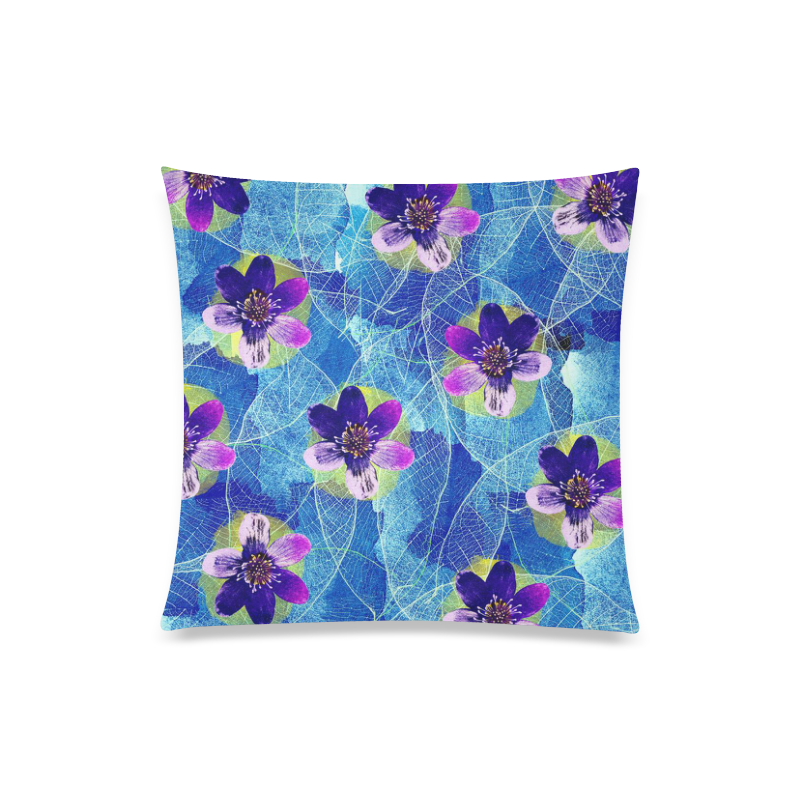 Purple Flowers Custom Zippered Pillow Case 20"x20"(One Side)