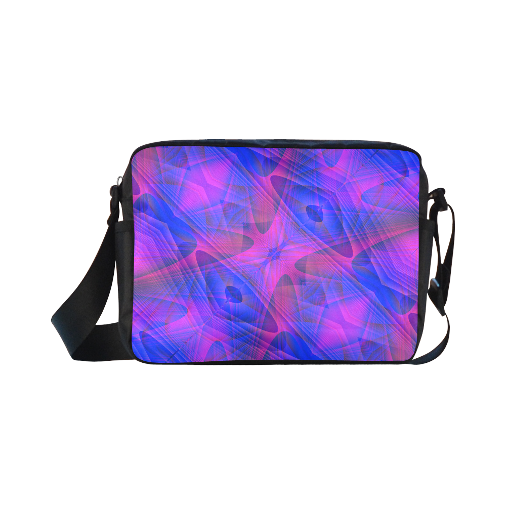 Blue and Purple Abstract Fractal Classic Cross-body Nylon Bags (Model 1632)