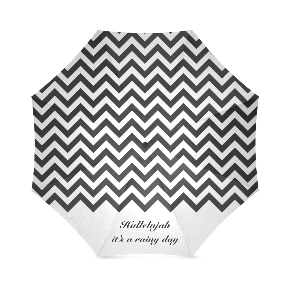 HIPSTER zigzag chevron pattern black & white - Hallelujah Foldable Umbrella (Model U01)