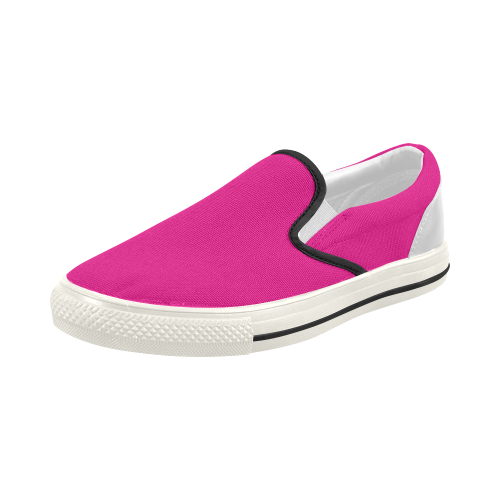 Hot Pink Happiness Women's Slip-on Canvas Shoes (Model 019)