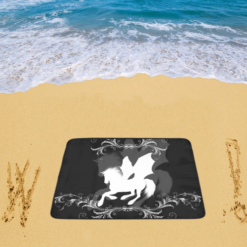 Wonderful white unicorn Beach Mat 78"x 60"