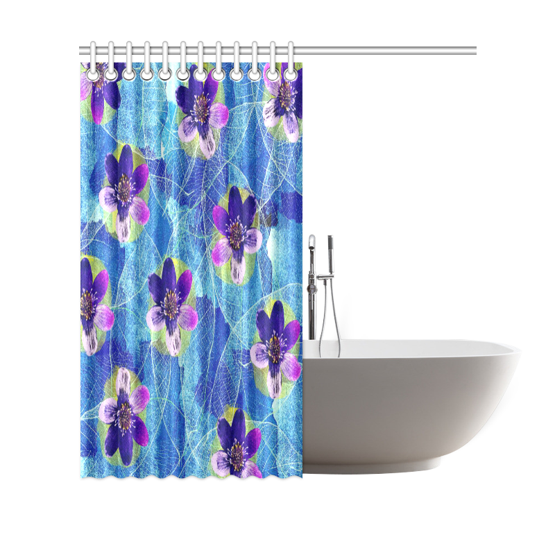 Purple Flowers Shower Curtain 69"x70"