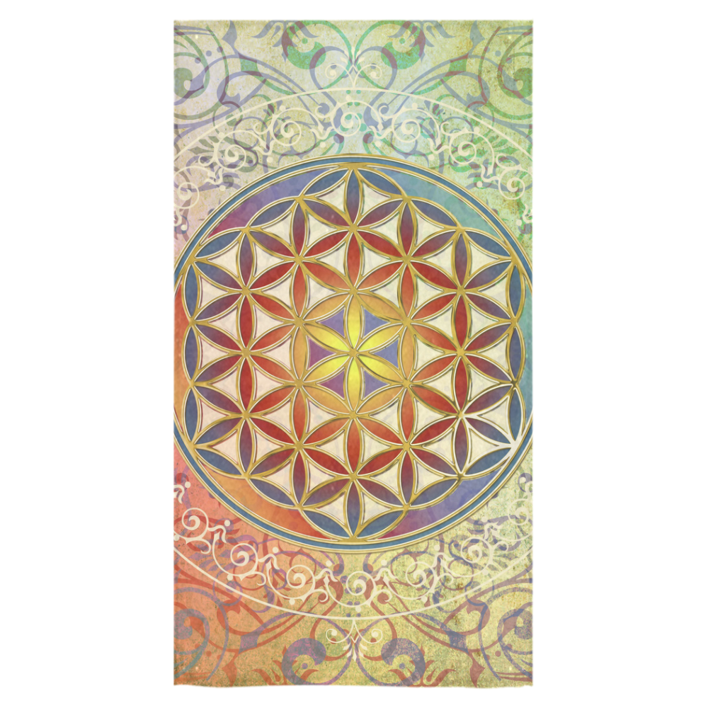 FLOWER OF LIFE vintage ornaments green red Bath Towel 30"x56"