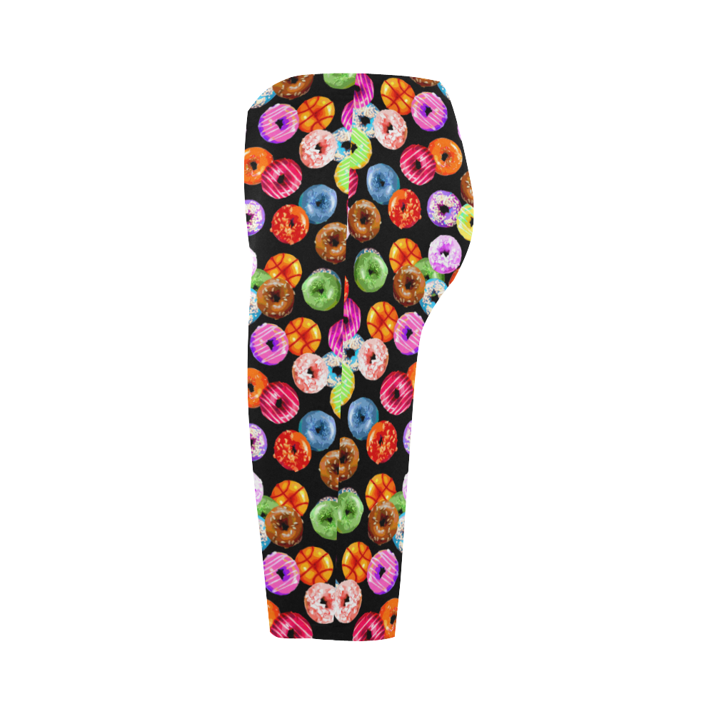 Colorful Yummy DONUTS pattern Hestia Cropped Leggings (Model L03)