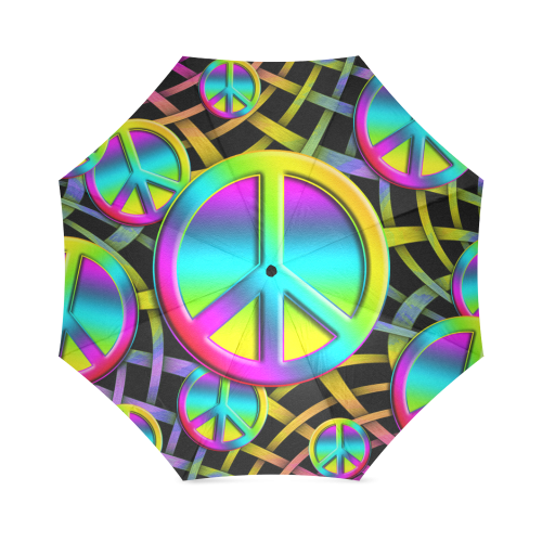 Neon Colorful PEACE pattern Foldable Umbrella (Model U01)