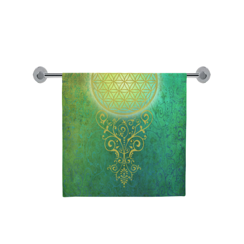 Symbol FLOWER OF LIFE vintage gold green Bath Towel 30"x56"
