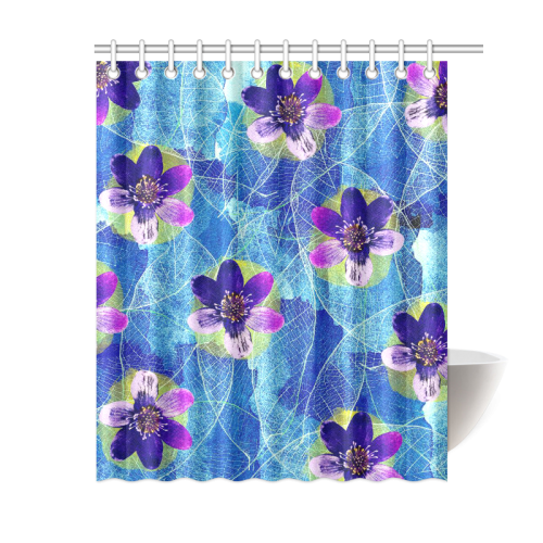 Purple Flowers Shower Curtain 60"x72"