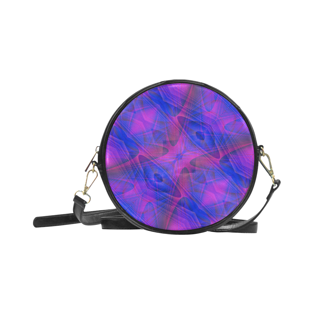 Fractal Alien Geometry Blue and Purple Round Sling Bag (Model 1647)