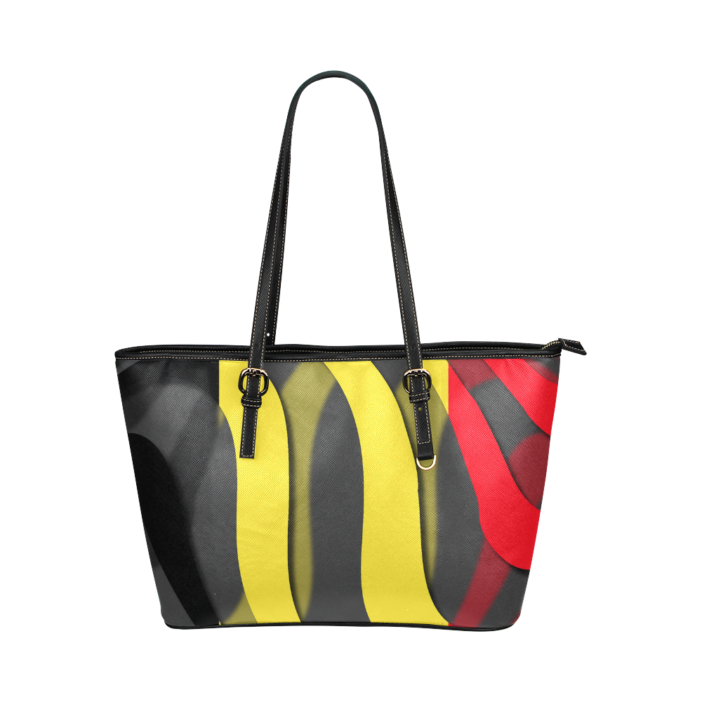 The Flag of Belgium Leather Tote Bag/Large (Model 1651)