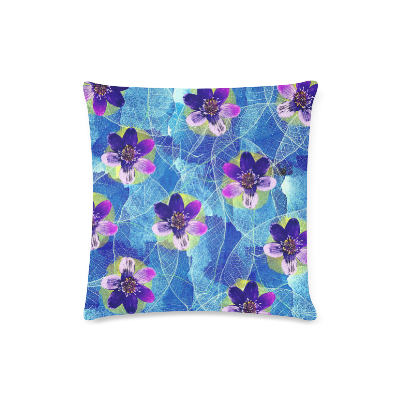 Purple Flowers Custom Zippered Pillow Case 16"x16" (one side)