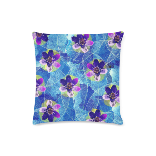 Purple Flowers Custom Zippered Pillow Case 16"x16" (one side)