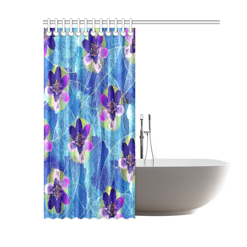 Purple Flowers Shower Curtain 60"x72"