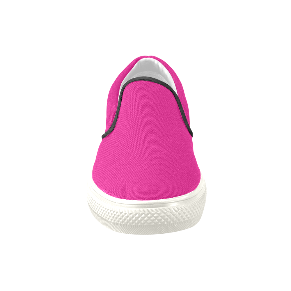 Hot Pink Happiness Men's Unusual Slip-on Canvas Shoes (Model 019)