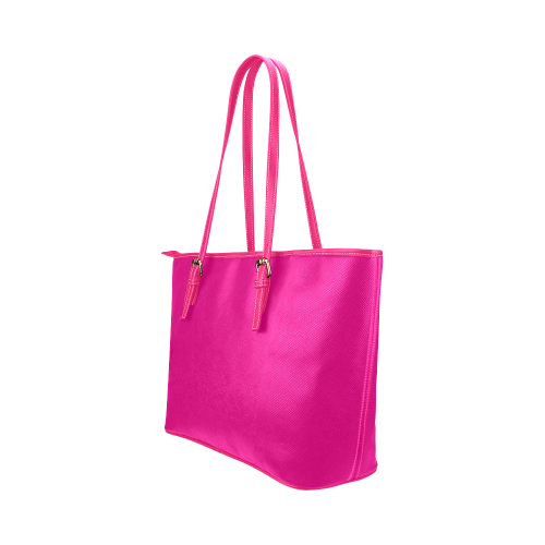 Hot Pink Happiness Leather Tote Bag/Large (Model 1651)