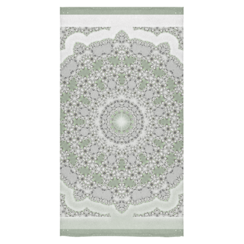 Kaleidoscope Fractal Mandala Frame Grey Green Bath Towel 30"x56"