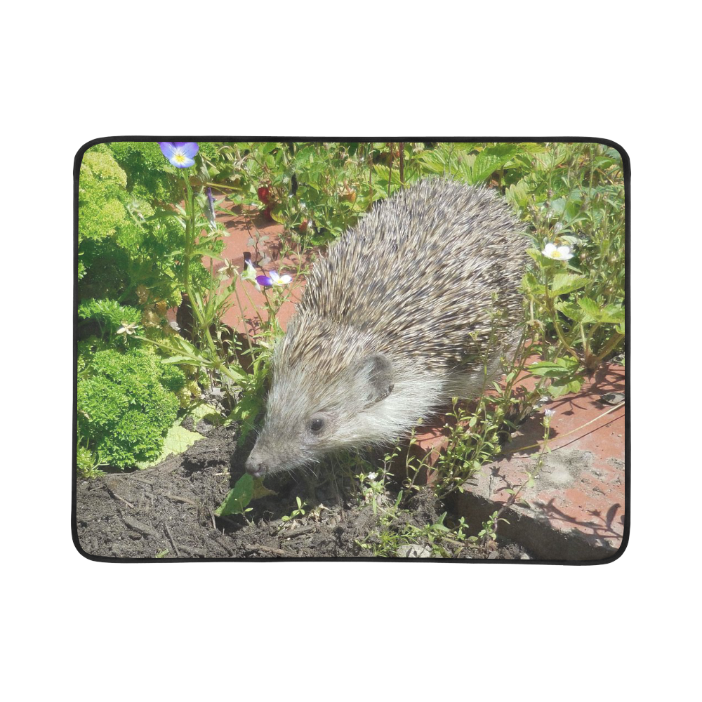 hedgehog- cute visit to the garden Beach Mat 78"x 60"