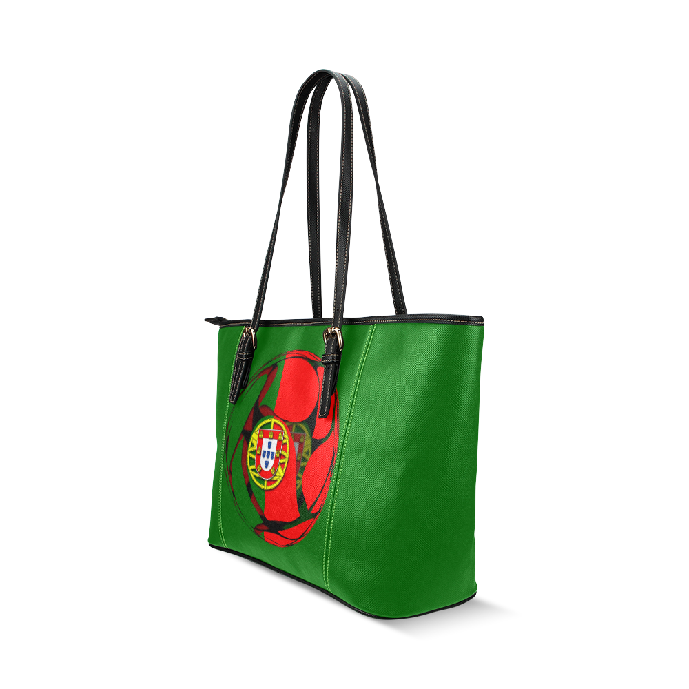 The Flag of Portugal Leather Tote Bag/Large (Model 1640)