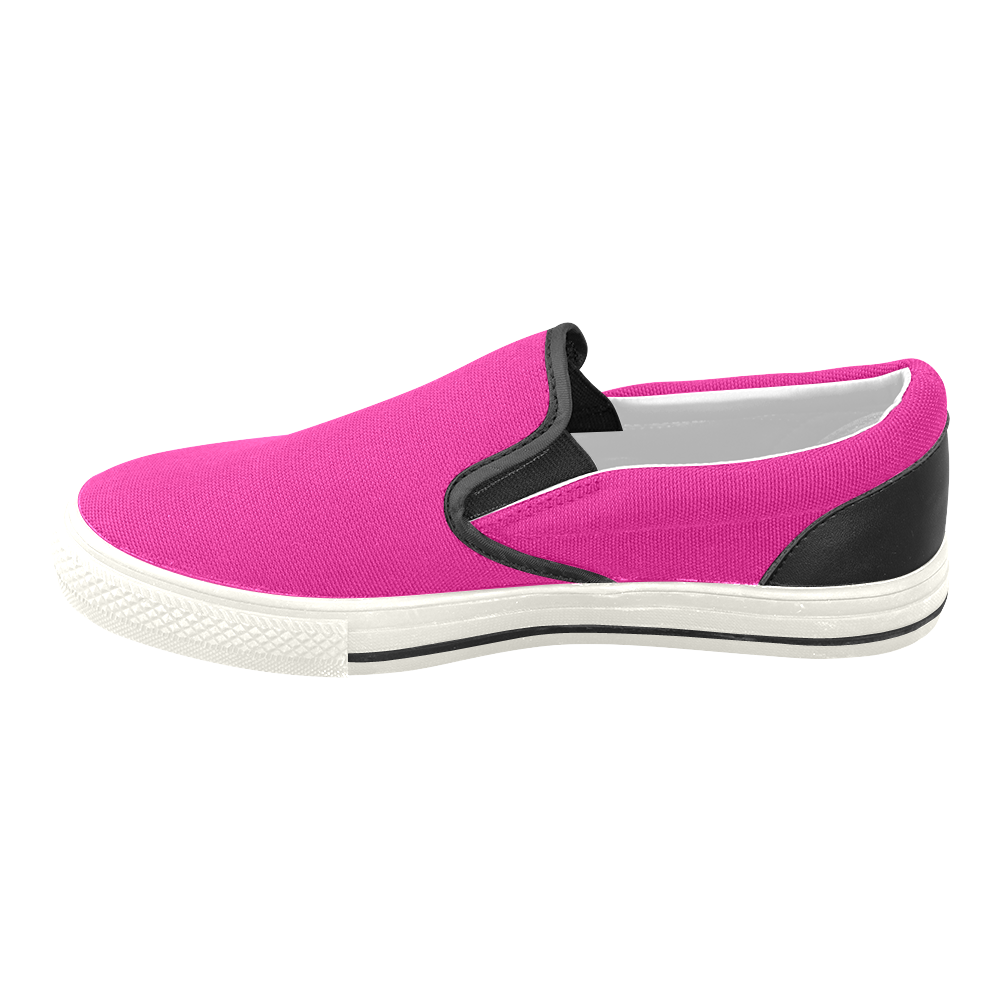 Hot Pink Happiness Men's Unusual Slip-on Canvas Shoes (Model 019)