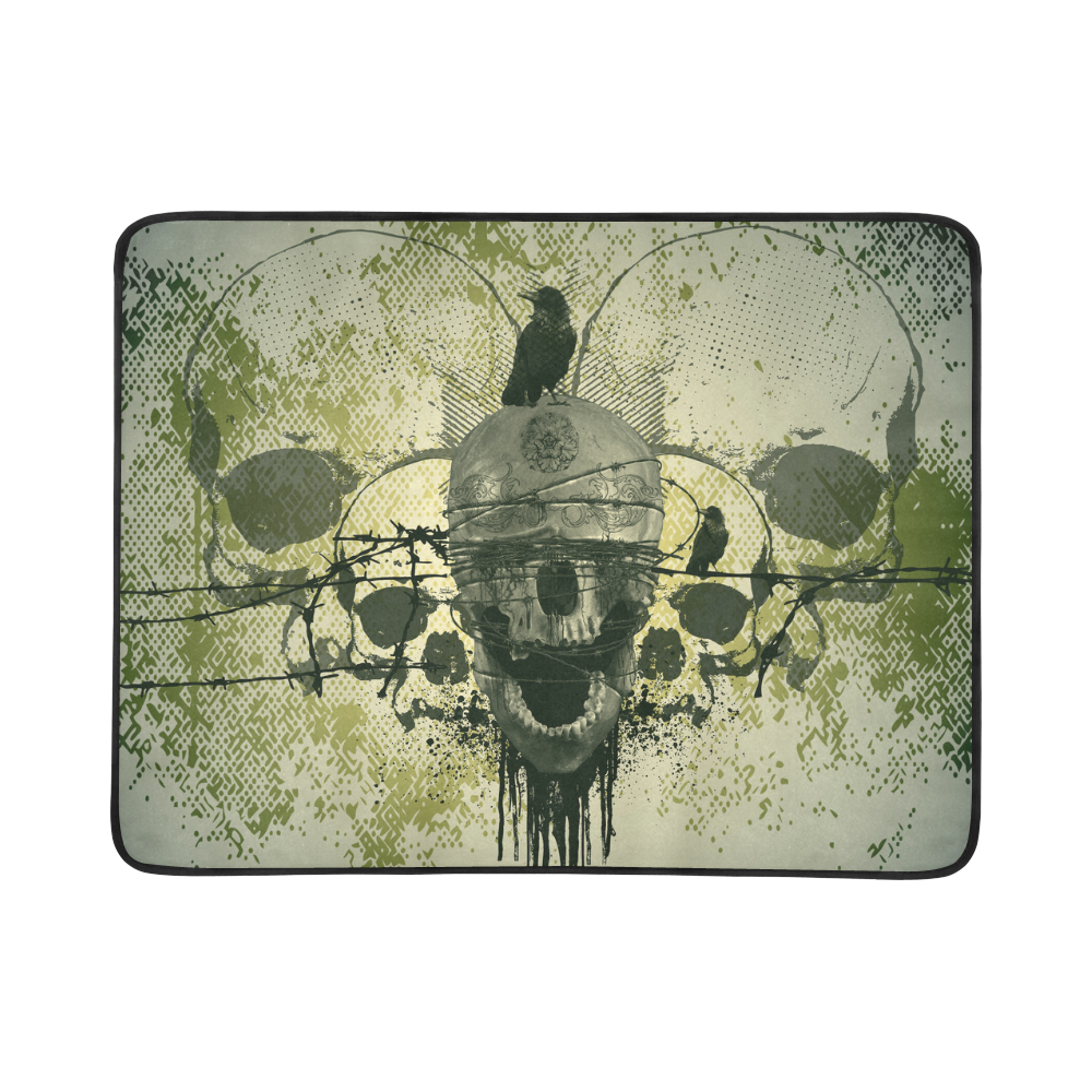 awesome skull with crow Beach Mat 78"x 60"