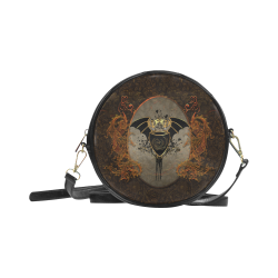 Dragon with swords and wings Round Sling Bag (Model 1647)