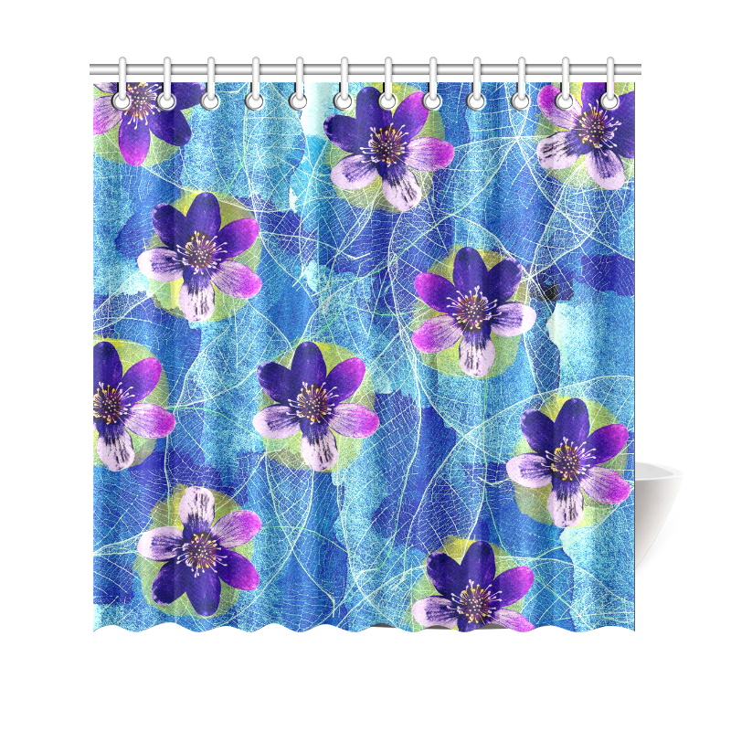 Purple Flowers Shower Curtain 69"x70"