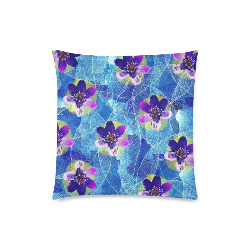 Purple Flowers Custom Zippered Pillow Case 18"x18" (one side)