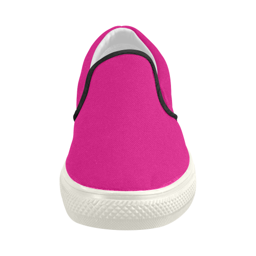 Hot Pink Happiness Women's Slip-on Canvas Shoes (Model 019)