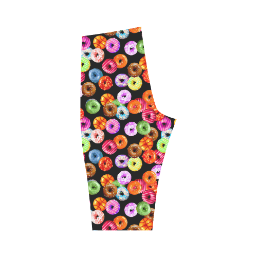 Colorful Yummy DONUTS pattern Hestia Cropped Leggings (Model L03)