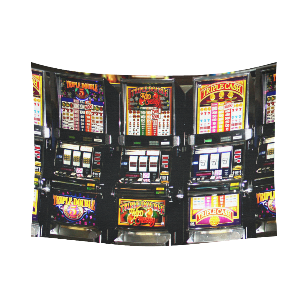 Lucky Slot Machines - Dream Machines Cotton Linen Wall Tapestry 80"x 60"