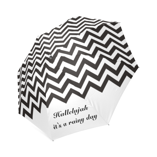 HIPSTER zigzag chevron pattern black & white - Hallelujah Foldable Umbrella (Model U01)