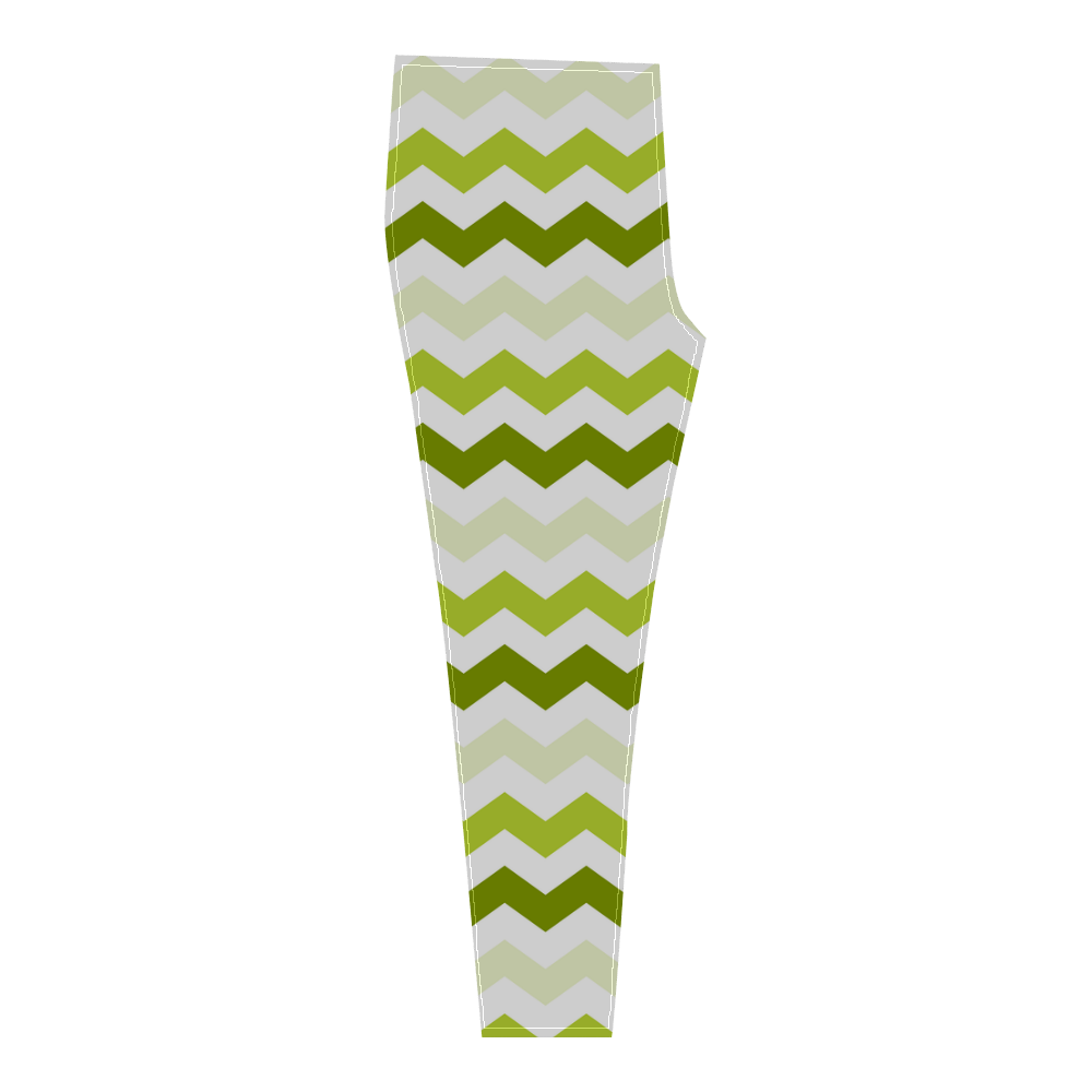 Green Lemon White Zig Zag Pattern modern Chevron Cassandra Women's Leggings (Model L01)