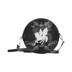 Wonderful white unicorn Round Sling Bag (Model 1647)