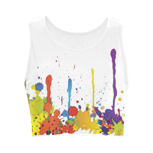 Crazy multicolored running SPLASHES Women's Crop Top (Model T42)