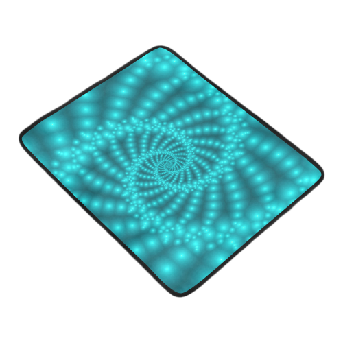 Glossy Turquoise Beads Spiral Fractal Beach Mat 78"x 60"