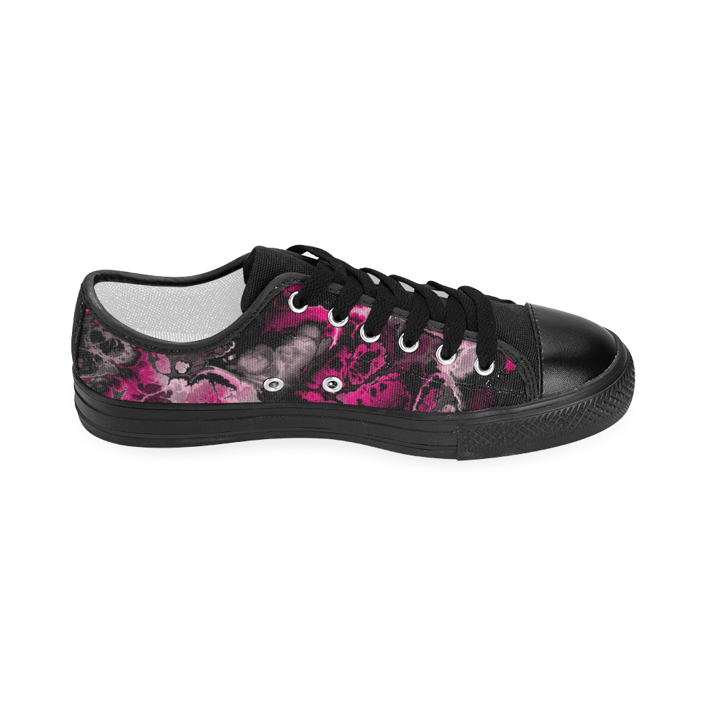 hot pink and black Women's Classic Canvas Shoes (Model 018)