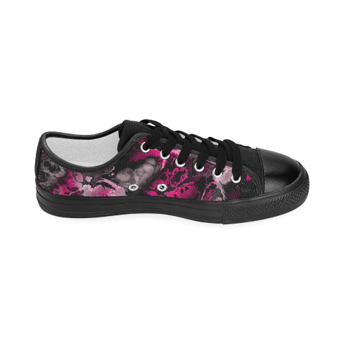hot pink and black Women's Classic Canvas Shoes (Model 018)