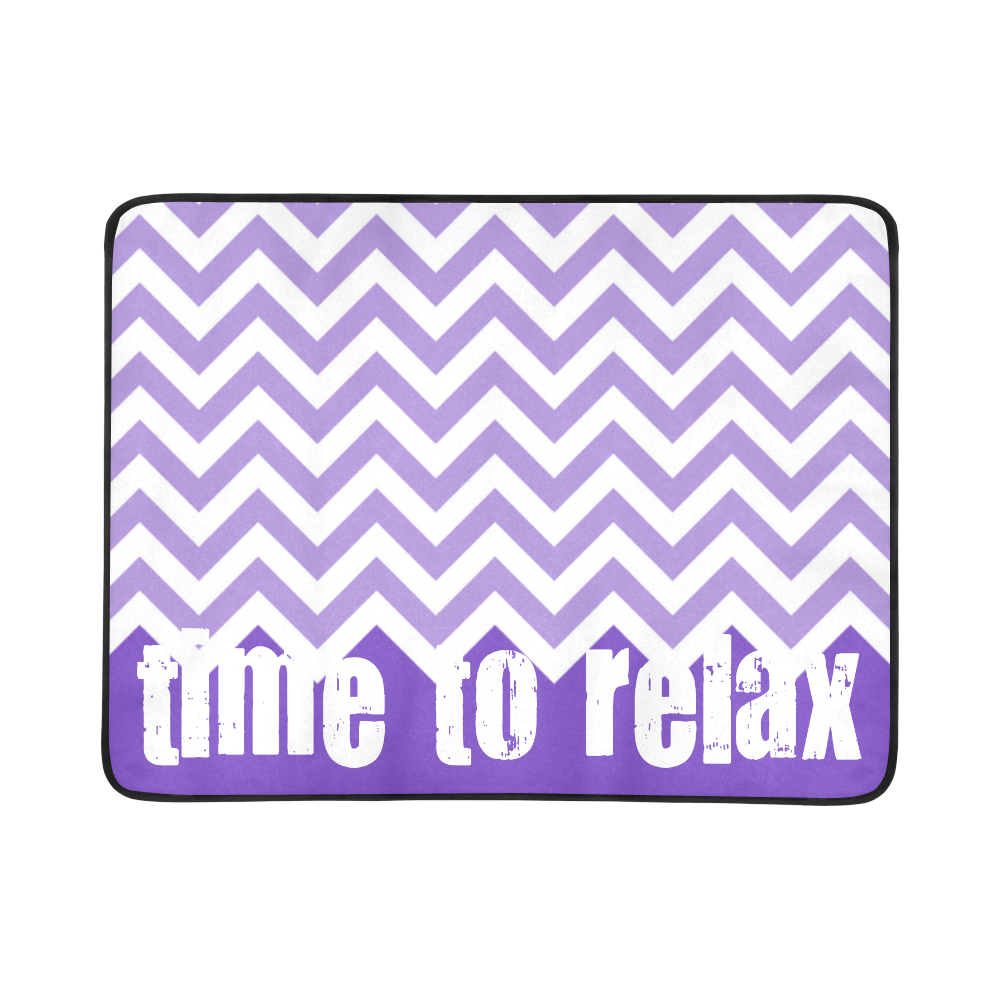 HIPSTER zigzag chevron pattern white + color violet + time to relax Beach Mat 78"x 60"