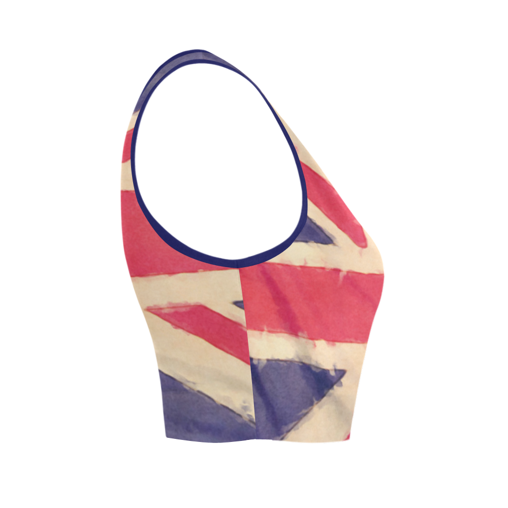 British UNION JACK flag grunge style Women's Crop Top (Model T42)