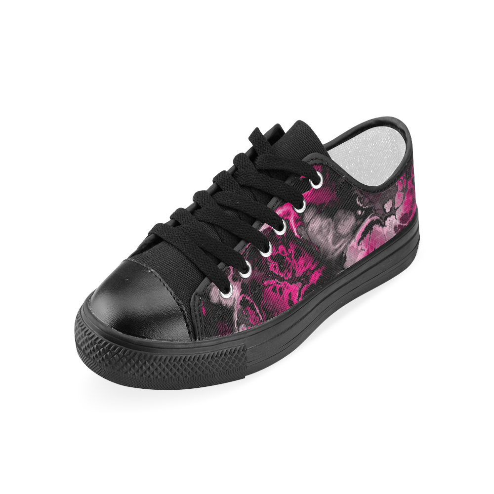 hot pink and black Women's Classic Canvas Shoes (Model 018)