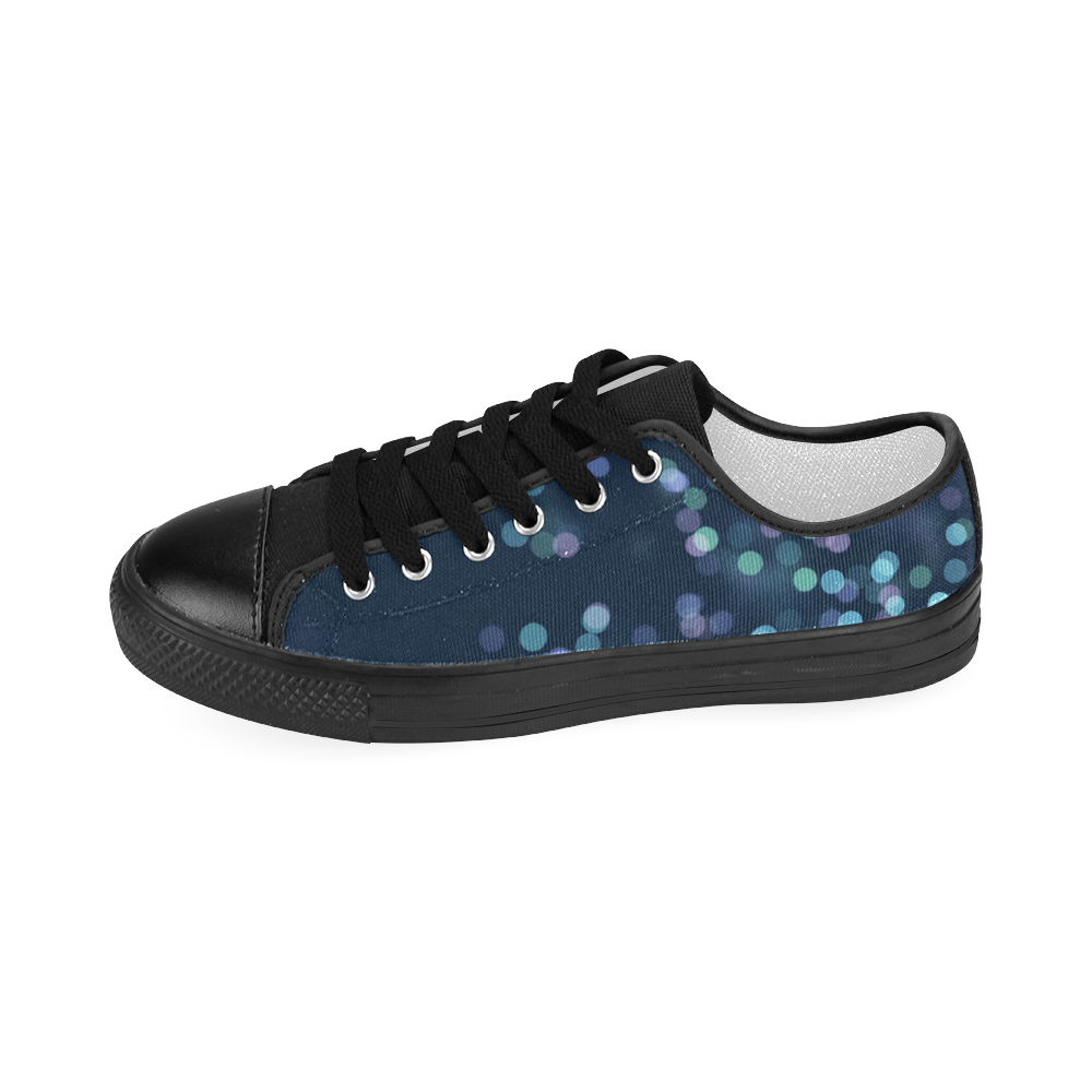 blue bokeh Women's Classic Canvas Shoes (Model 018)