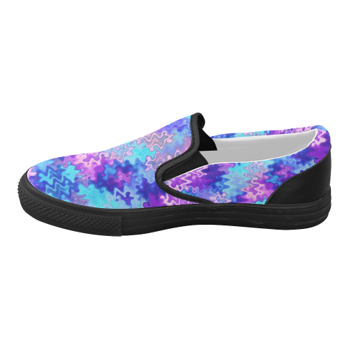 Blue Purple Marble Waves Women's Slip-on Canvas Shoes (Model 019)
