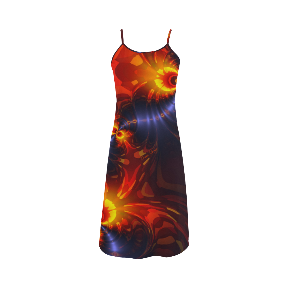 Butterfly Eyes, Abstract Violet Gold Wings Alcestis Slip Dress (Model D05)