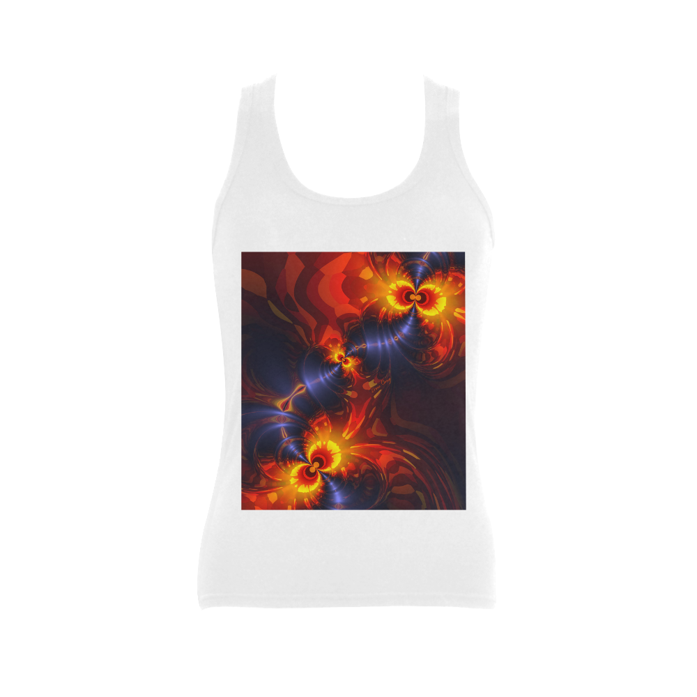 Butterfly Eyes, Abstract Violet Gold Wings Women's Shoulder-Free Tank Top (Model T35)