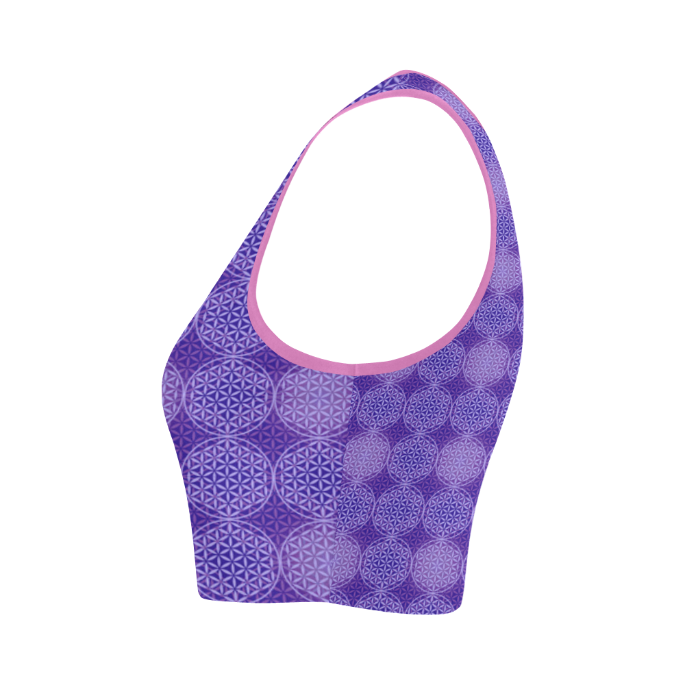 FLOWER OF LIFE stamp pattern purple violet Women's Crop Top (Model T42)
