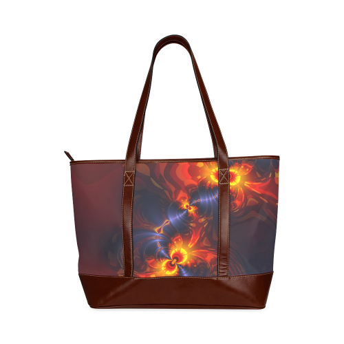 Butterfly Eyes, Abstract Violet Gold Wings Tote Handbag (Model 1642)