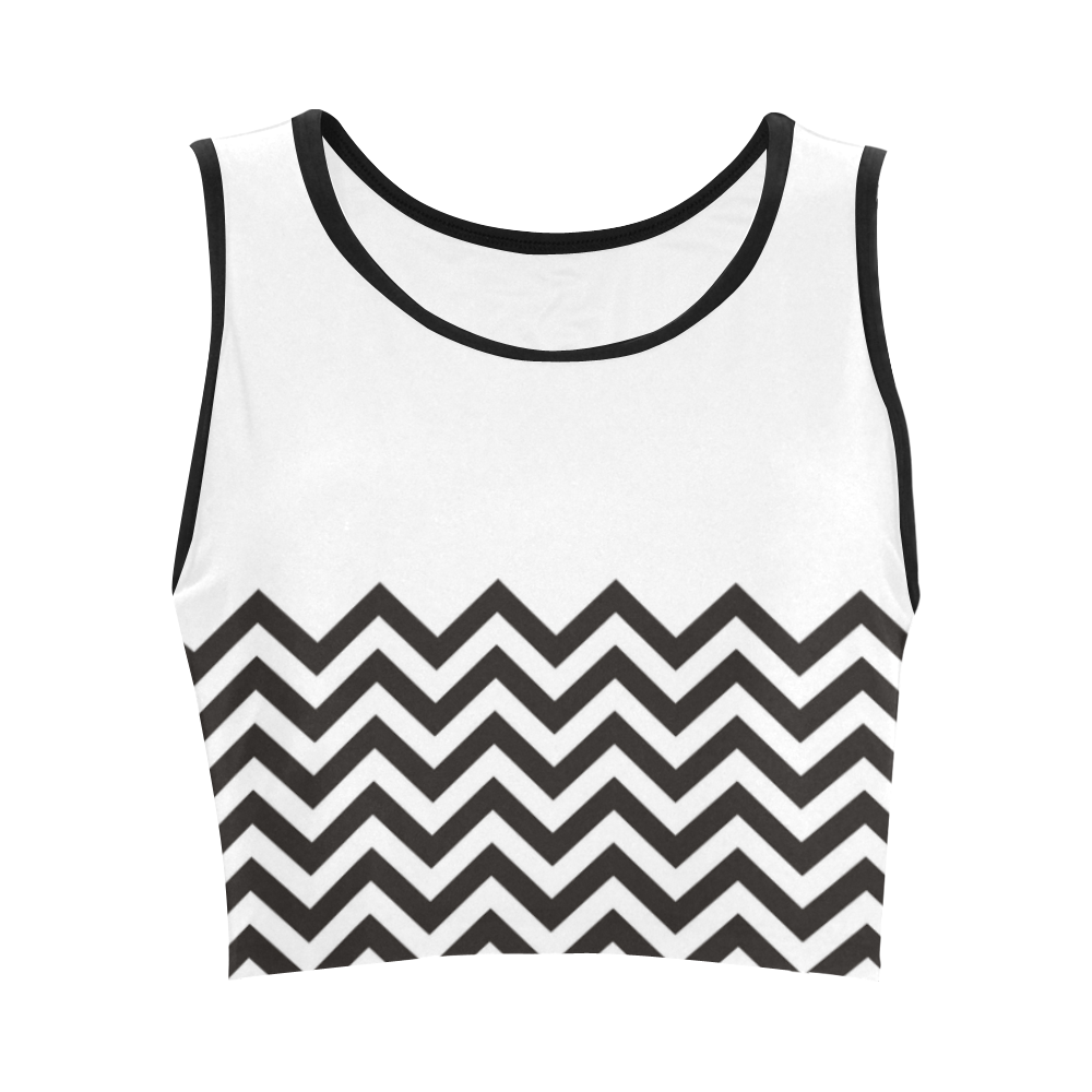 HIPSTER zigzag chevron pattern black & white Women's Crop Top (Model T42)
